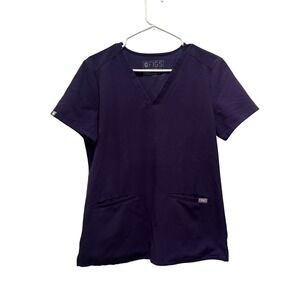 FIGS Technical Collection Purple V-Neck Scrub Top‎ Short Sleeve Women's Size S